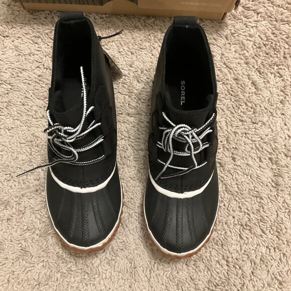 SOREL FOR J.CREW OUT n ABOUT WATERPROOF DUCK BOOTS IN BLACK SIZE 6,5 US. The O - Picture 8 of 10